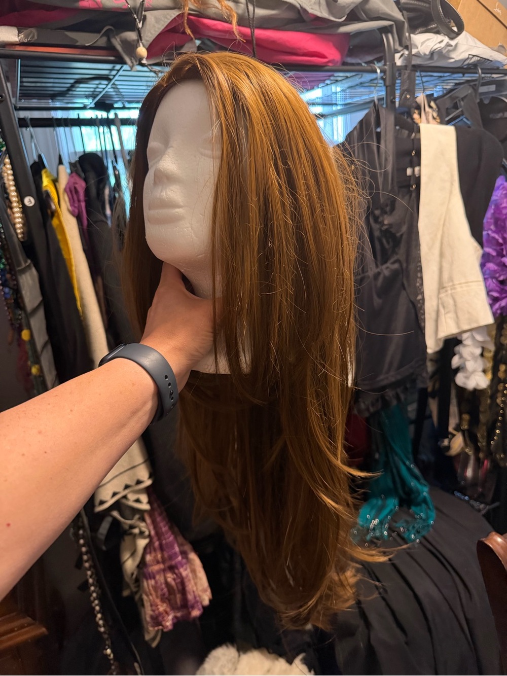 Long Synthetic Wig in Auburn Brown - Natural Straight Layers